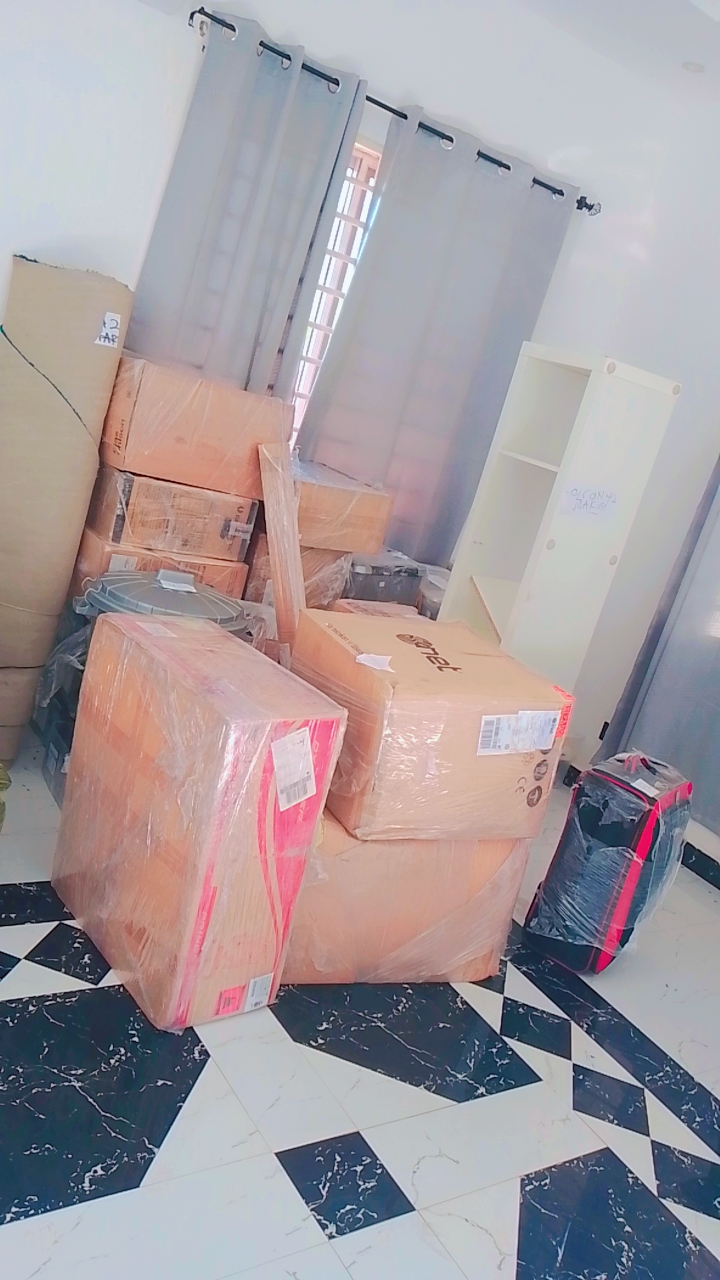 Packed household goods ready for export