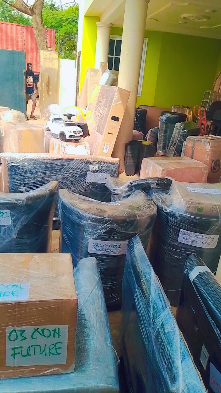 Boxes prepared for Ghana delivery